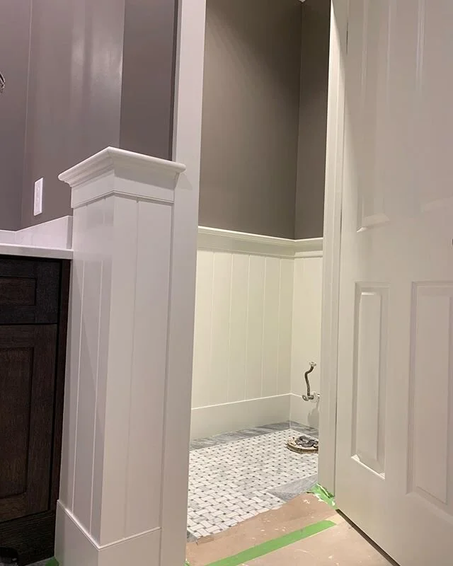 The bathroom remodel is coming to a close. Here are some more progress shots before the glass and fixtures go in.