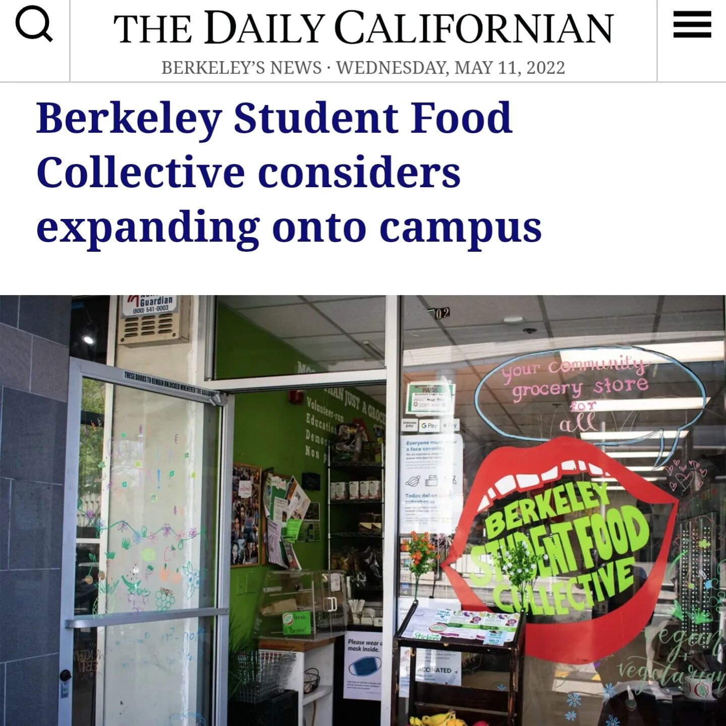 The students who founded the Collective envisioned a *full-service* *campus* grocery store; the ASUC has voted to have the Collective run a store on campus in 2011, 2012, 2013, &amp; 2022. Now, after 4 consecutive failed bars in the Bear's Lair and a