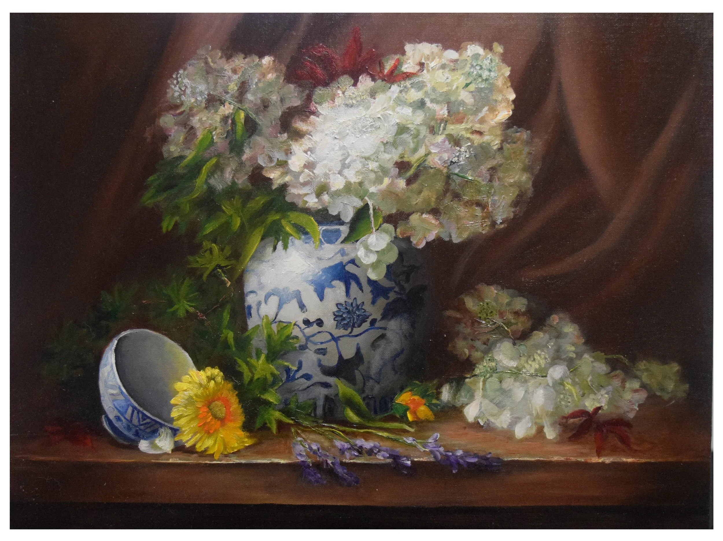 Hydrangeas with yellow flower