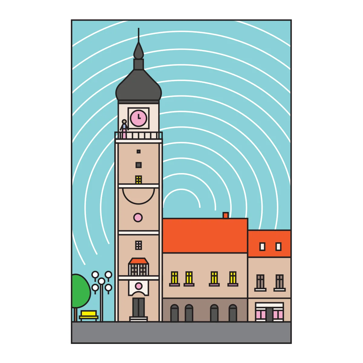 Town tower This important monument is unique because of its two-faced Virgin Mary statue among other things. The scene depicts her as she is taking a stroll on the observation tower while watching over the whole town of Trnava. Another specific is the huge clock mechanism on the fifth floor. Although it is a secret, it's actually another name for teleport. It should be tested whether it still works.