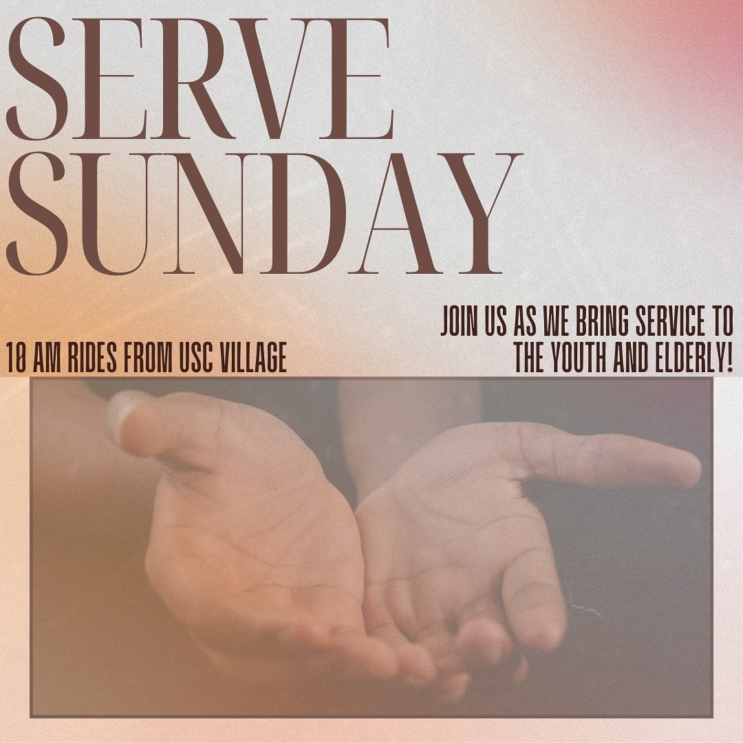 this sunday is SERVE SUNDAY 🤲 Join us in putting on various programs around LA from 11-12pm. We&rsquo;ll be having rides from the Village at 10AM and lunch afterwards. Sign up link in bio!

#serve #servesunday #usc #a2fusc #trojans