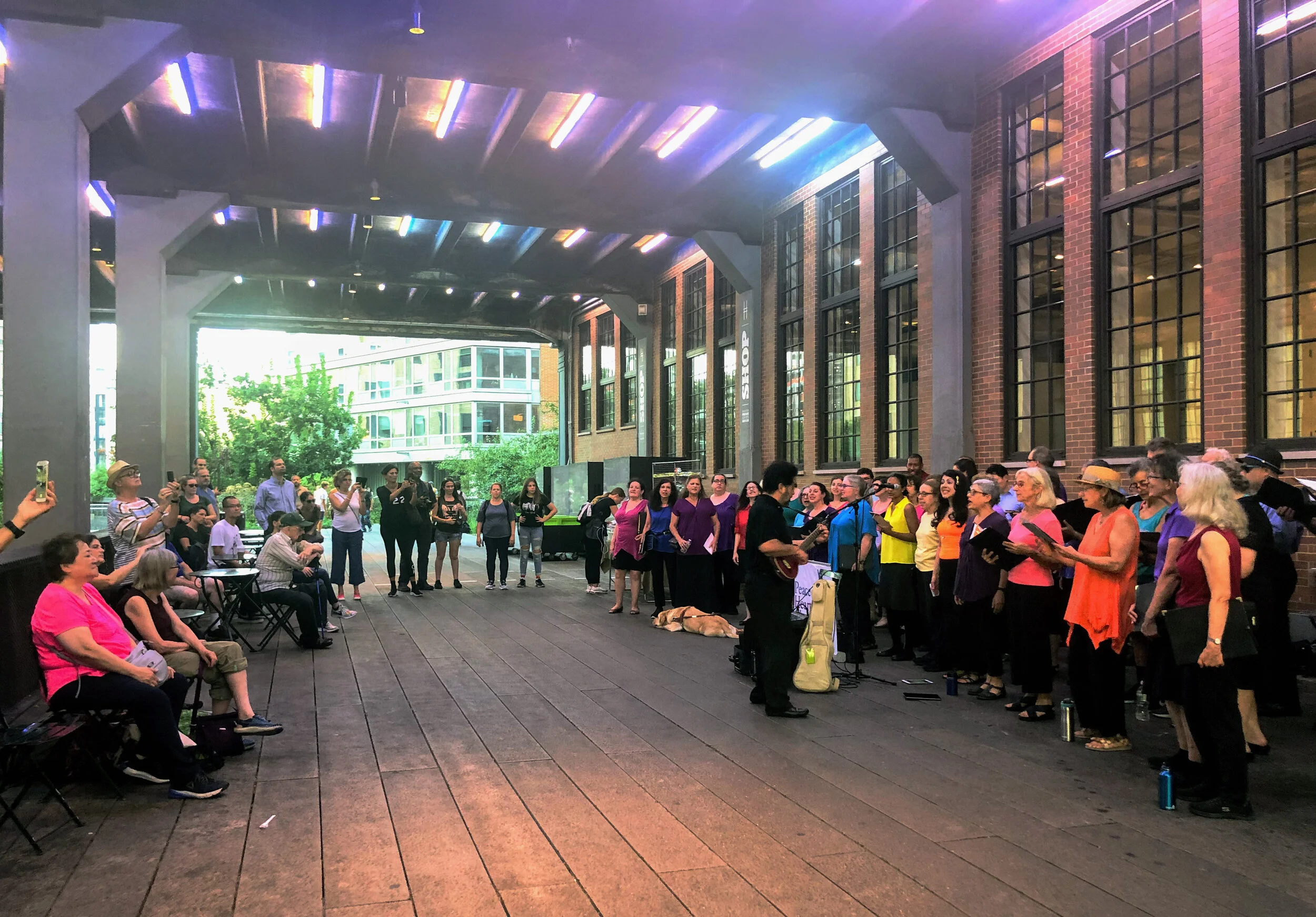 The choir performs on The High Line park in New York City