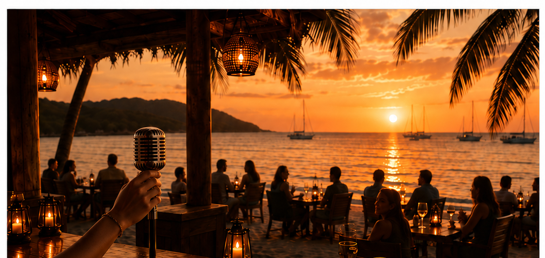 Warm sunset supper-club jazz scene