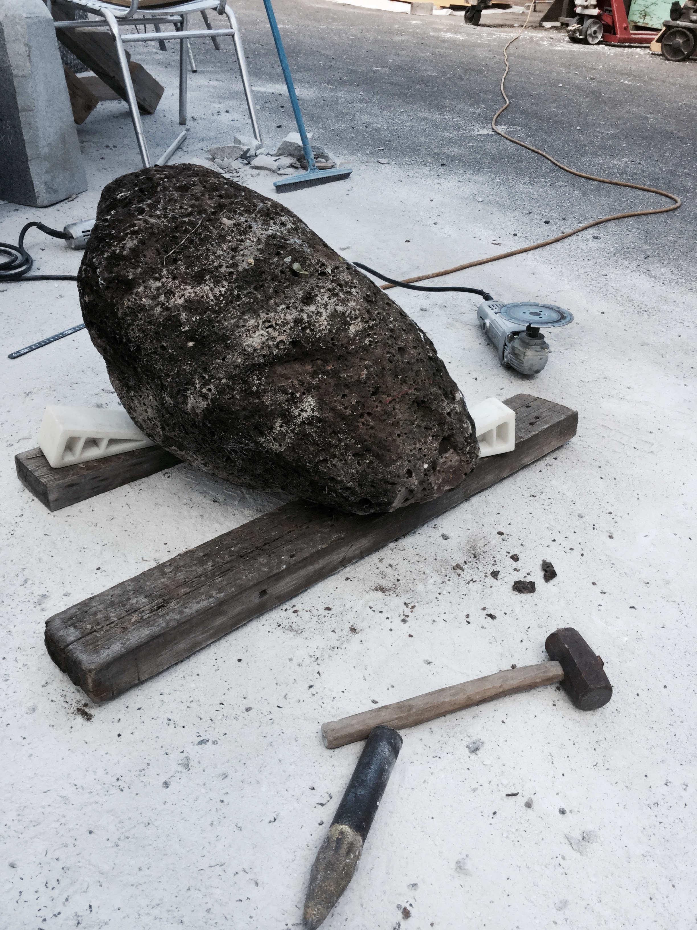 Never previously worked with sculpture. Fortunately living in Japan you have access to materials like...VOLCANIC ROCK. 
