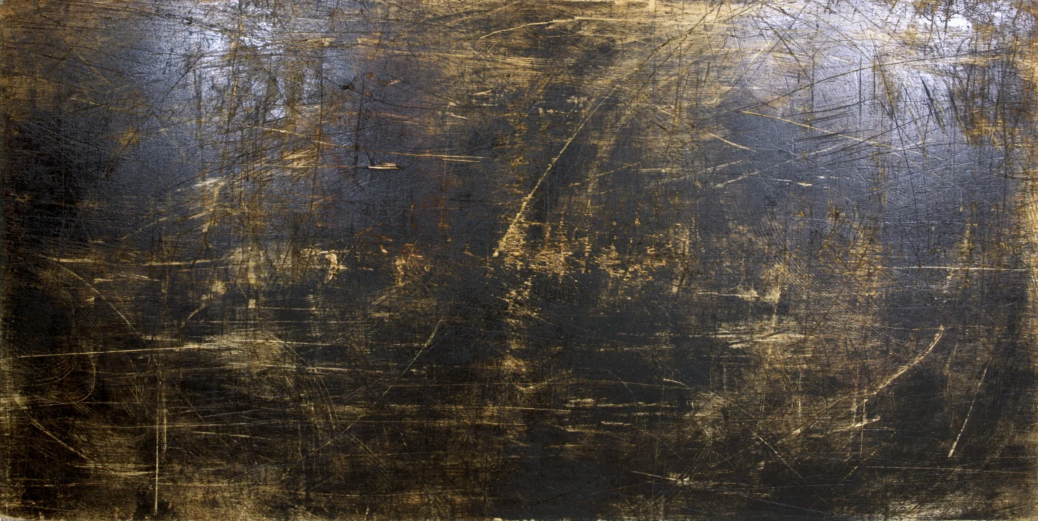 ‘Abstract Perspective‘. Ink, Oil, Charcoal and Earth on Unprimed Wood. 244 cm X 123 cm  