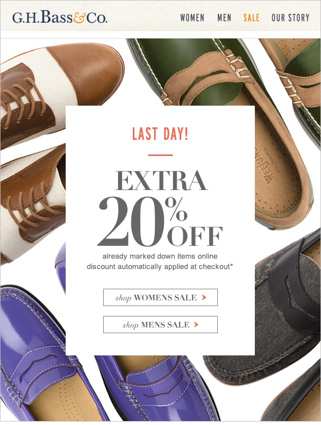 Graphic Design for Promotional Email | September 14, 2014 | G.H. Bass &amp; Co.