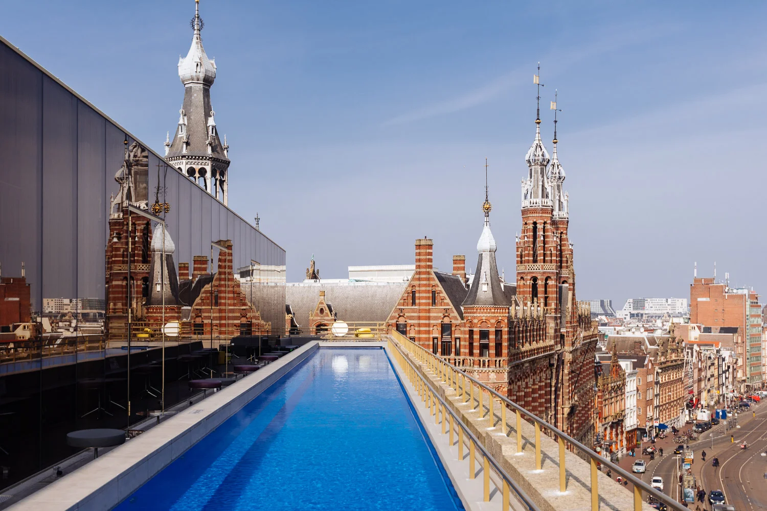 BEST VIEW OF DOWNTOWN AMSTERDAM AT W HOTEL ROOFTOP TERRACE