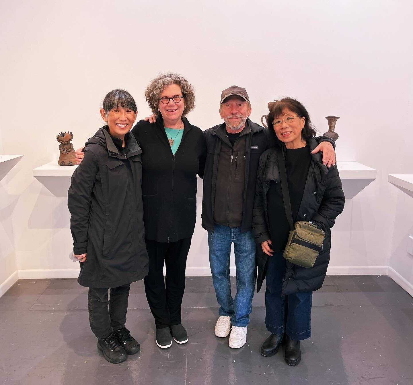 Thank you to my partners in crime, members of the wood fire cult for coming out to the artist talk today with Toru 💙and thanks to all  my friends who came also!! Thanks so much to @transmissiongallery for hosting! #strangelyfamiliar #woodfiredsculpt