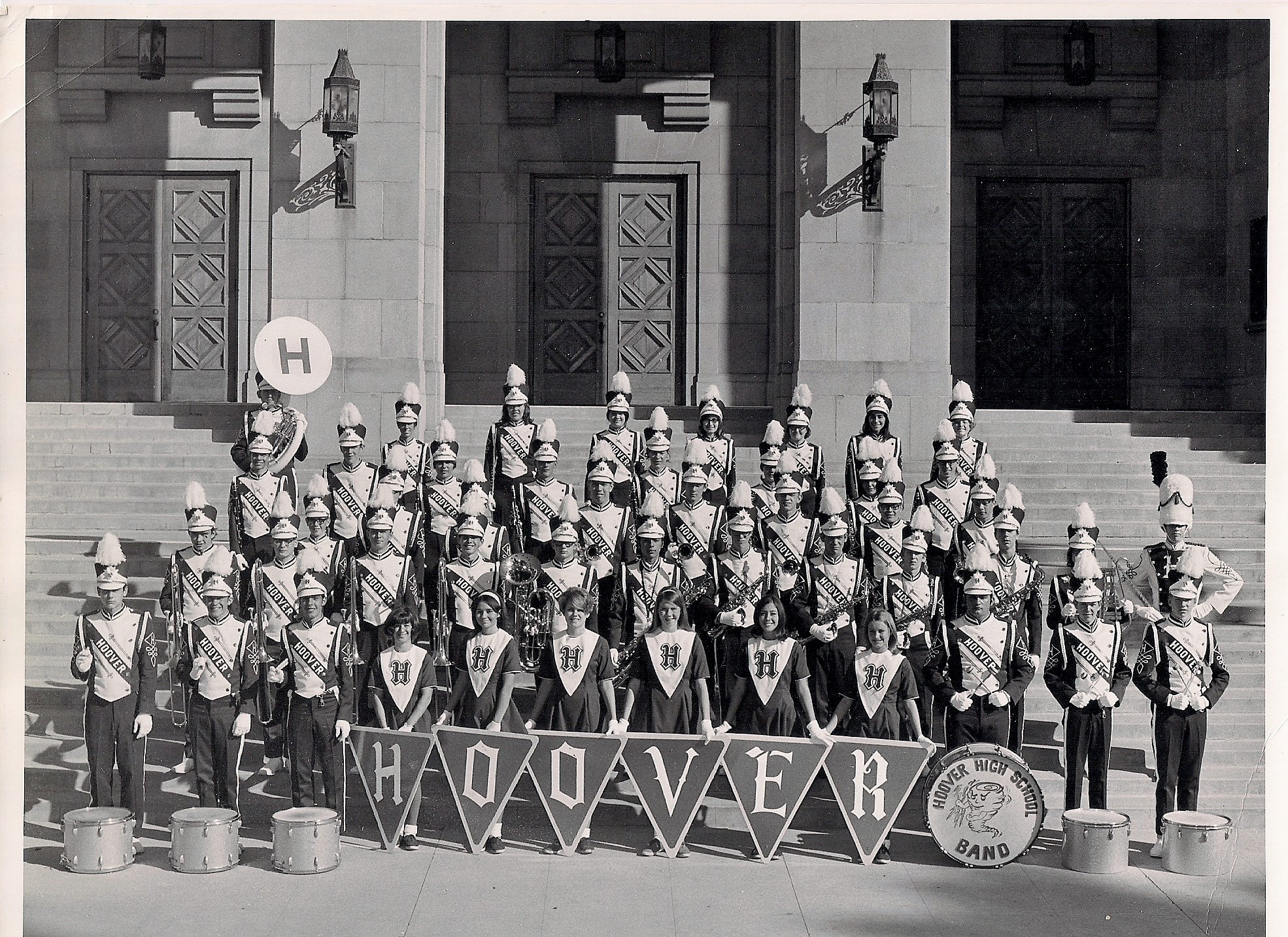 Hoover Band on the Steps of Auditorium