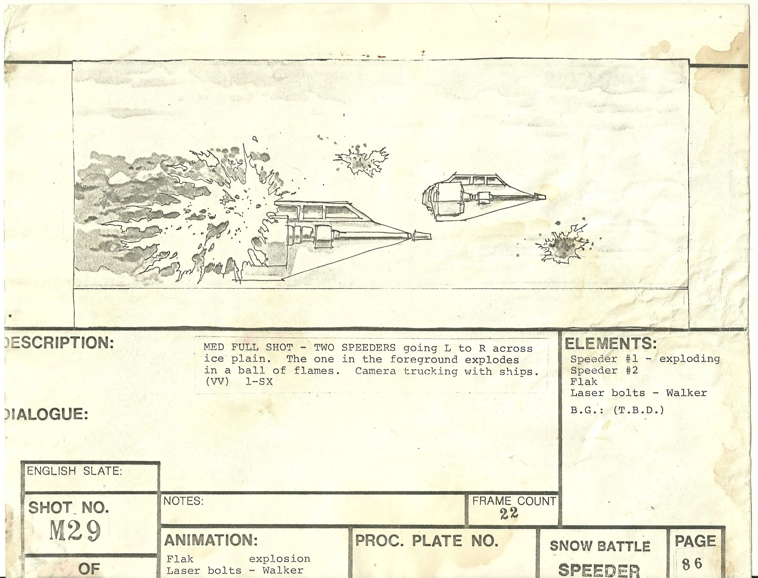 More action from the Hoth battlefield in this storyboard from THE EMPIRE STRIKES BACK- The Christopher Corey Smith Collection