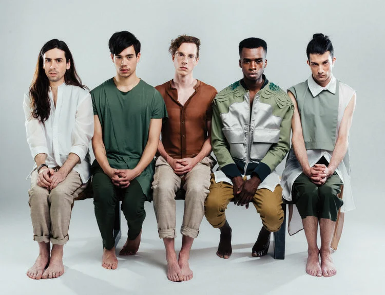 Designers in order from left to right, Alys Mak-Pilsworth, Michael Zoffranieri, Curtis Oland, Charlotte Tsui, Nina Boschman. Models: Stephen, Graham, Beau, Tyshon, Ty Photographer: Ash Jaromi Creative Direction and Styling: Curtis Oland