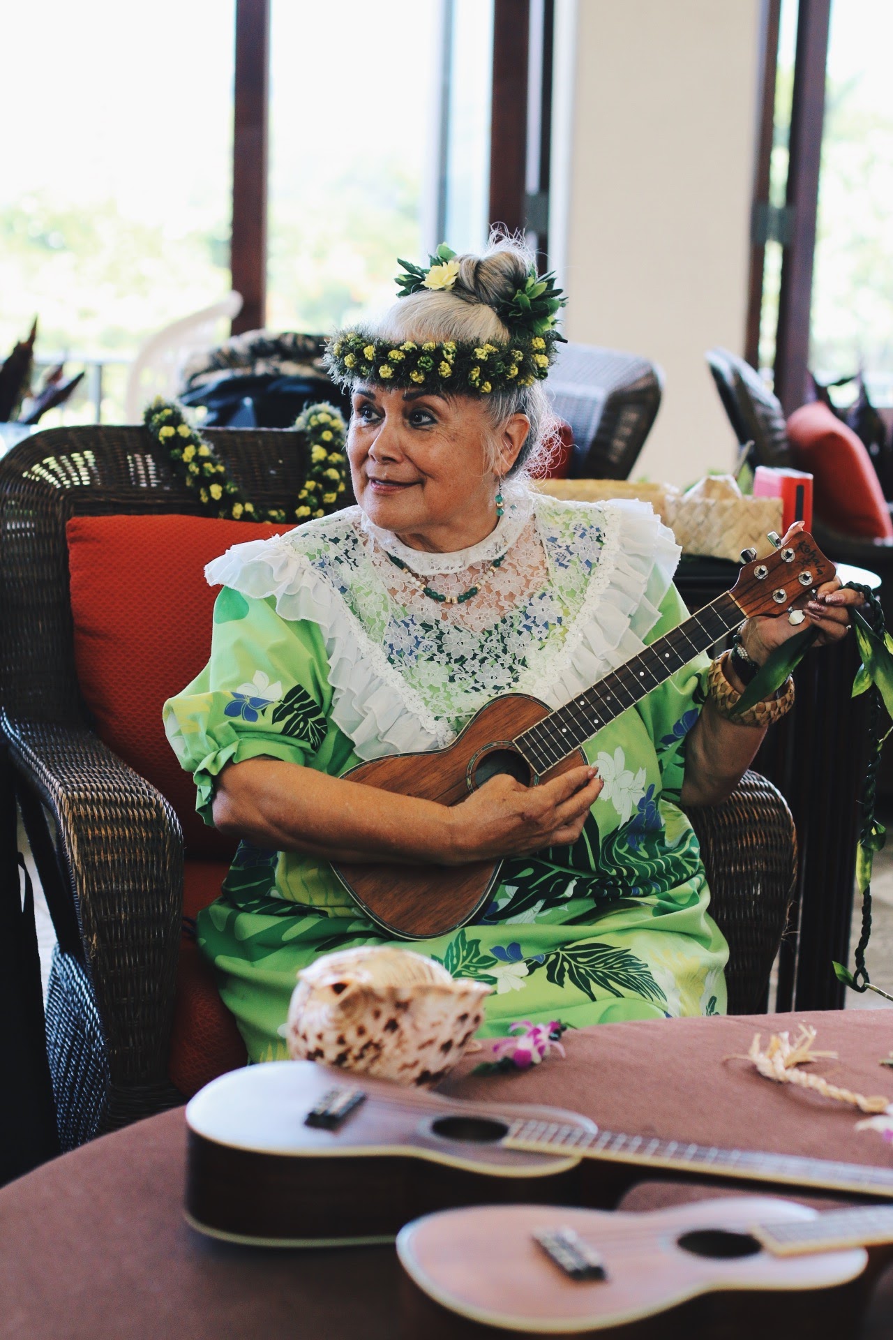 AUNTY TUTU'S SPECIAL/COMPLIMENTARY LEI MAKING AND UKULELE LESSONS AT SHERATON KONA 