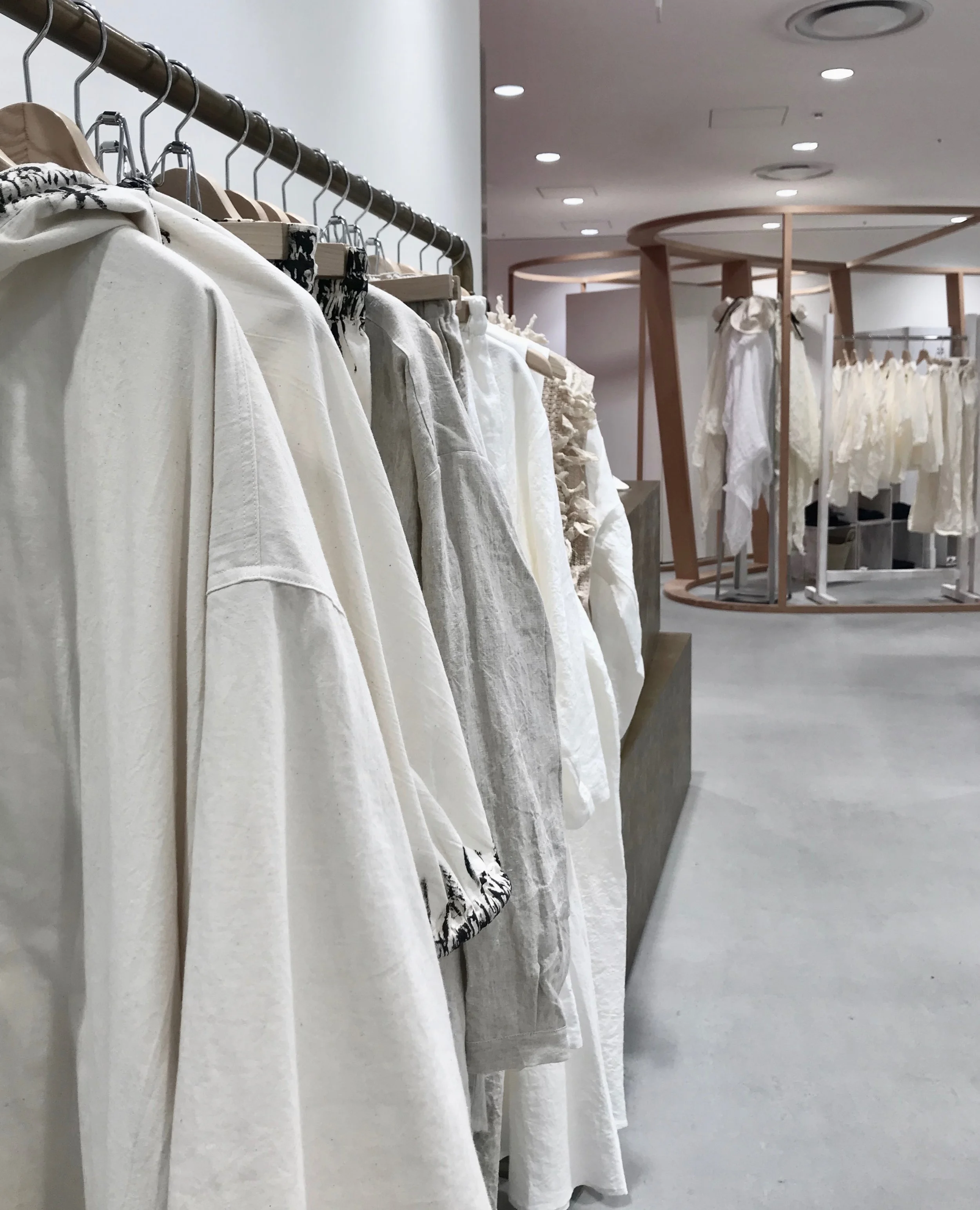 The all white linen section at Dover Street Market