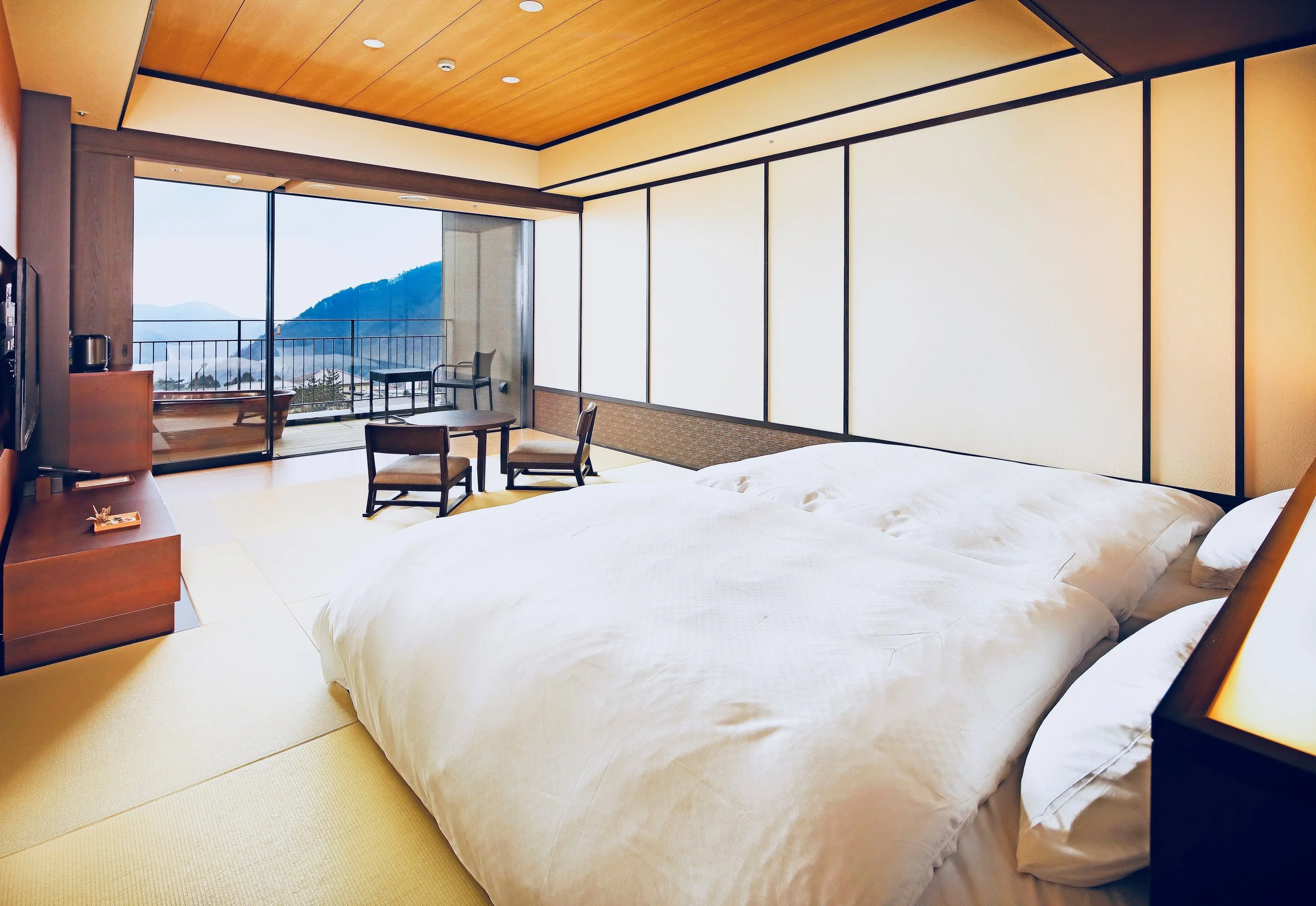 Our "Superior Room with Open-Air Bath" at Hakone Kowakien Tenyu