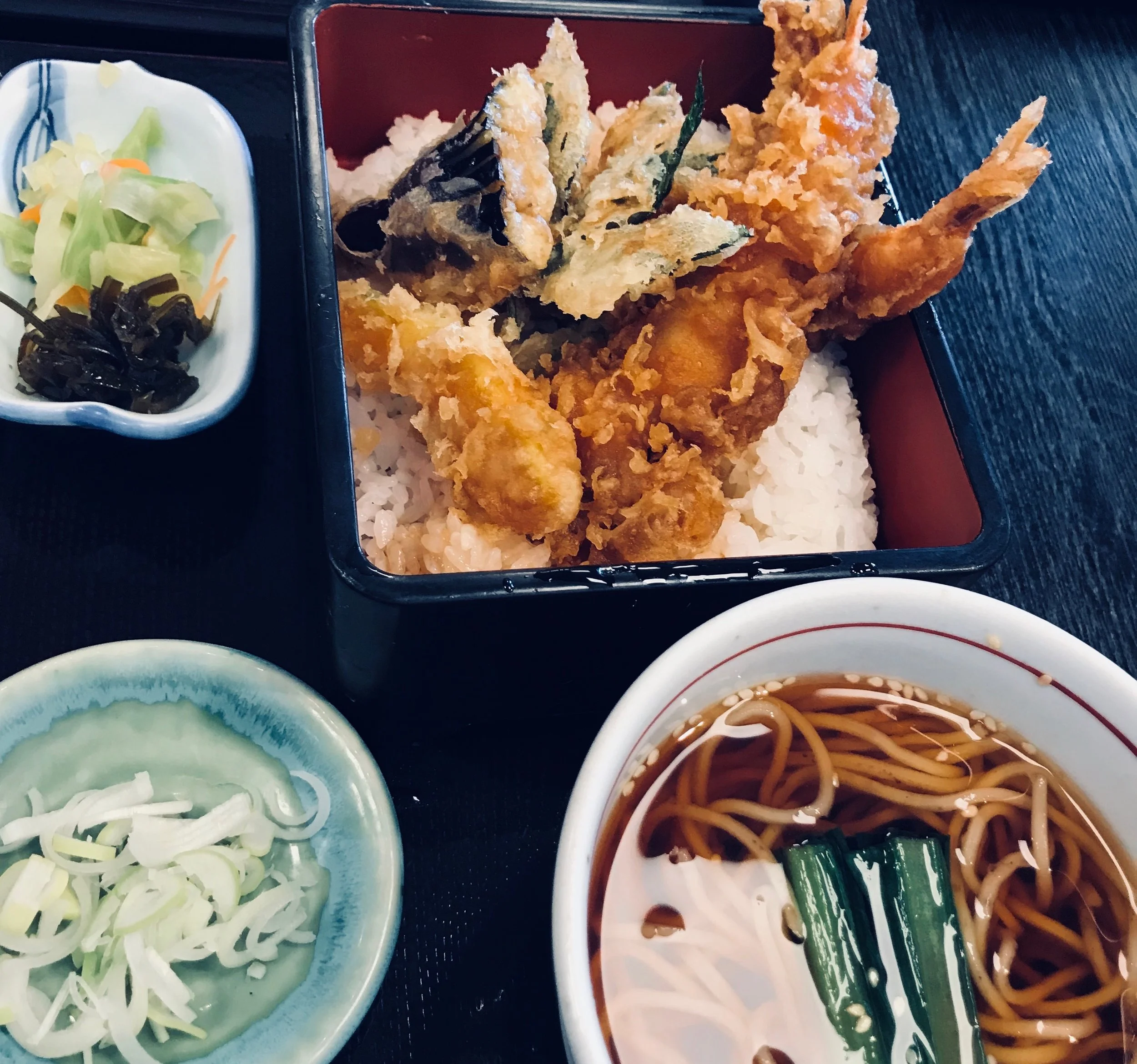 Shrimp and veg tempura and soba