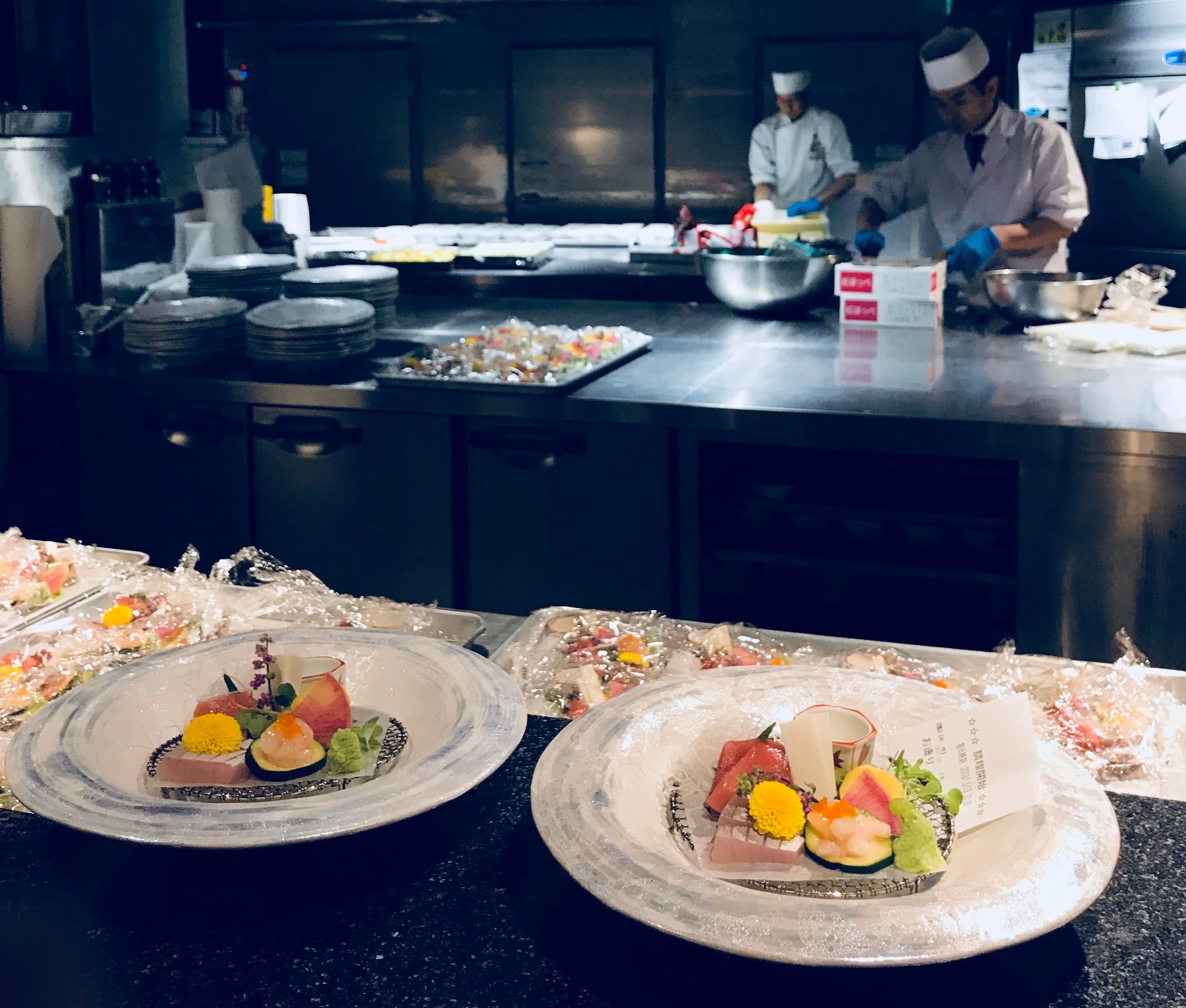 Sashimi platter getting ready for its dry ice show