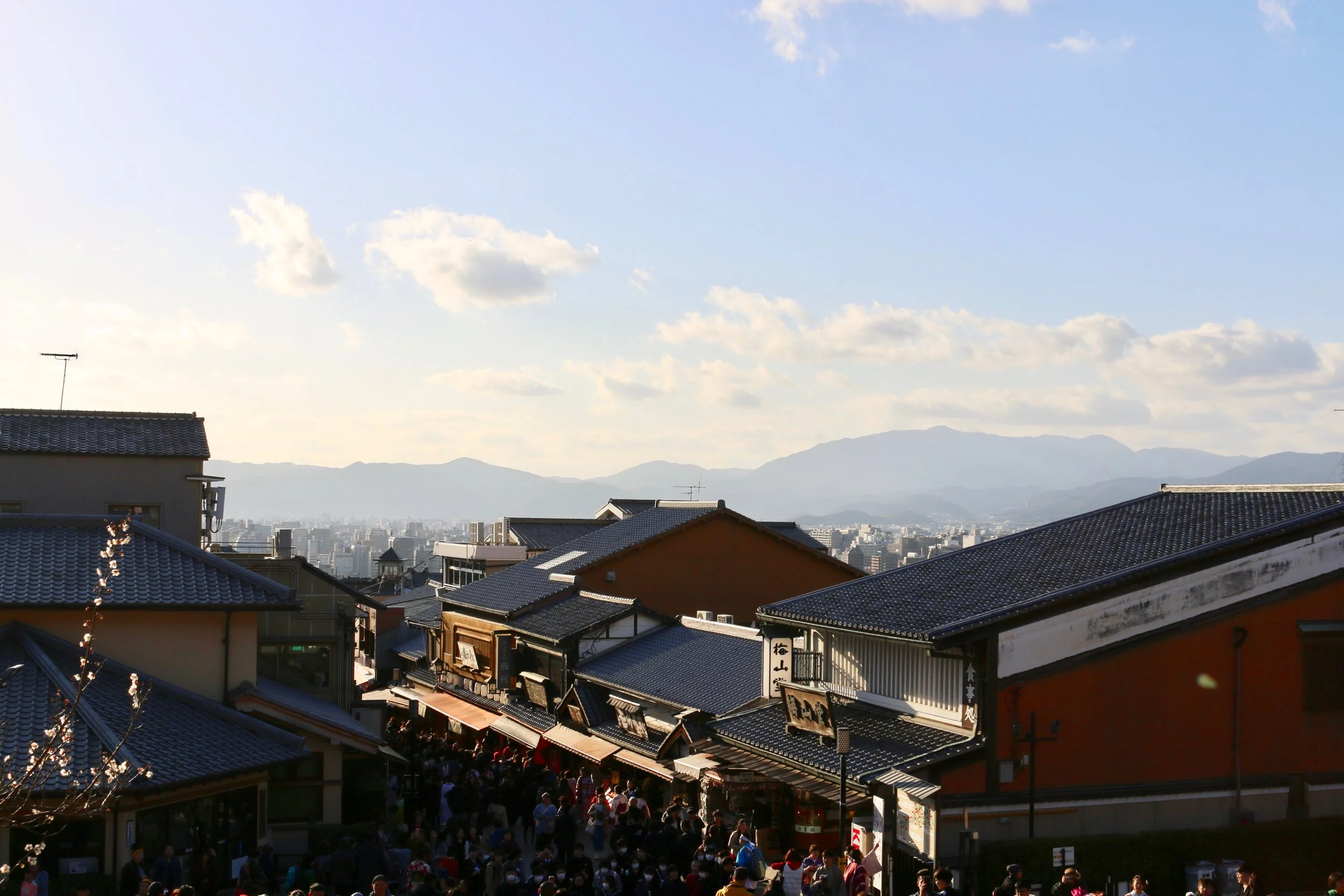 View of the crowd below Ninenzaka