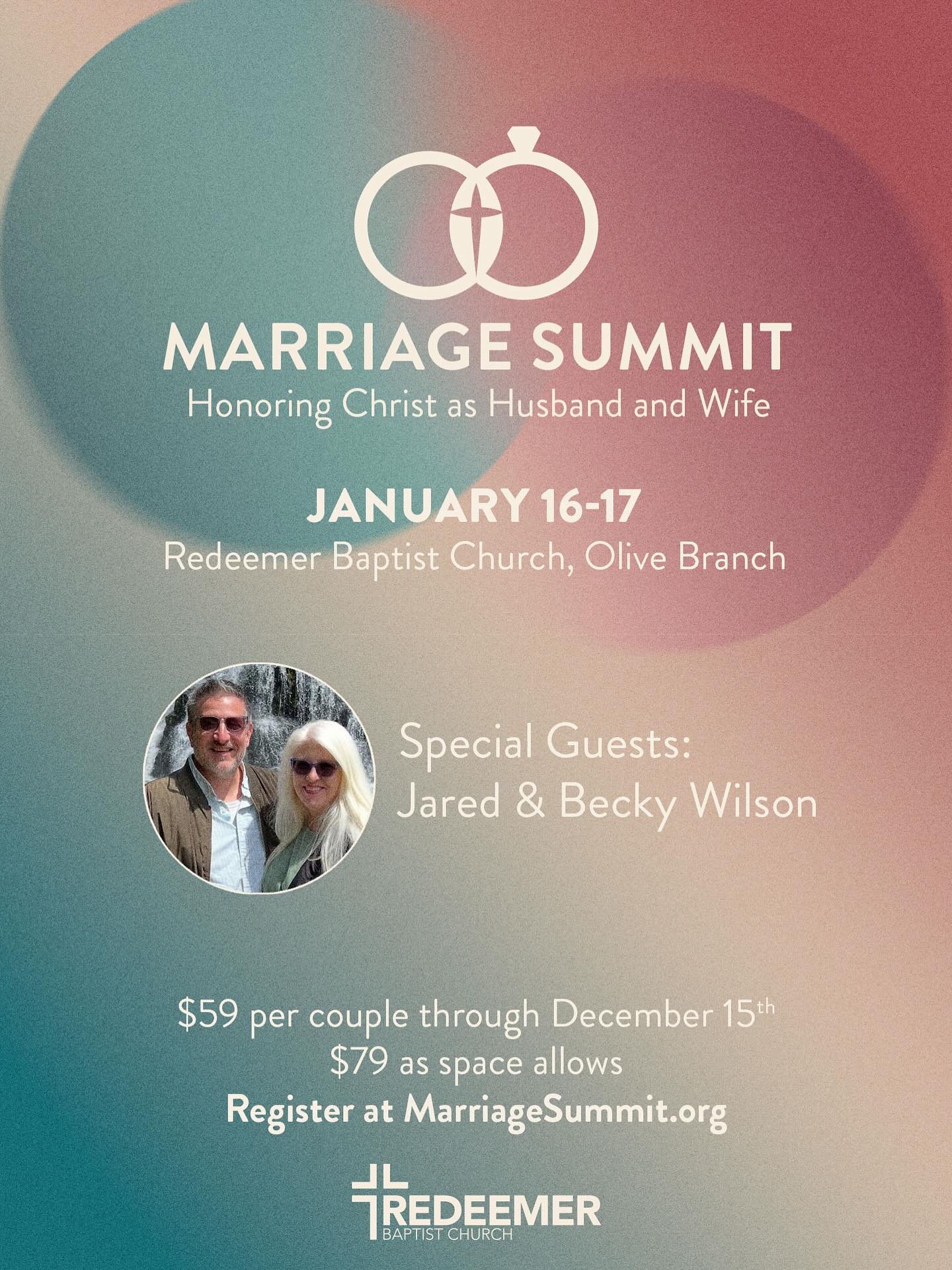 &ldquo;We exist in marriage to display the truth and the worth and the value of God.&rdquo; - John Piper

We&rsquo;ll be hosting a Marriage Summit on January 16th and 17th and would love for you to join us!

Our aim is to help participants gain a gre
