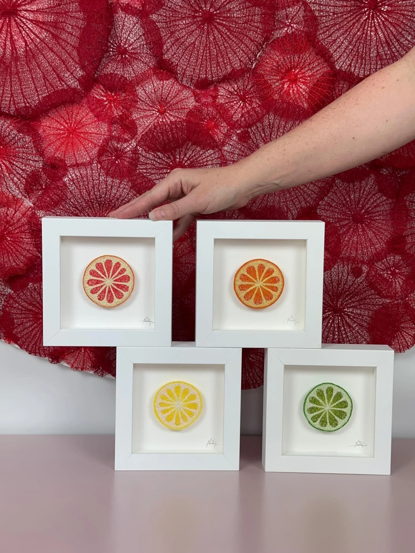 These little fruit cross section pieces will go live on the originals page of my website in just a few hours. 

This has been the most fun series of embroideries to create and so just love them together as a set. 

Available from 9am AEDT today (13/1