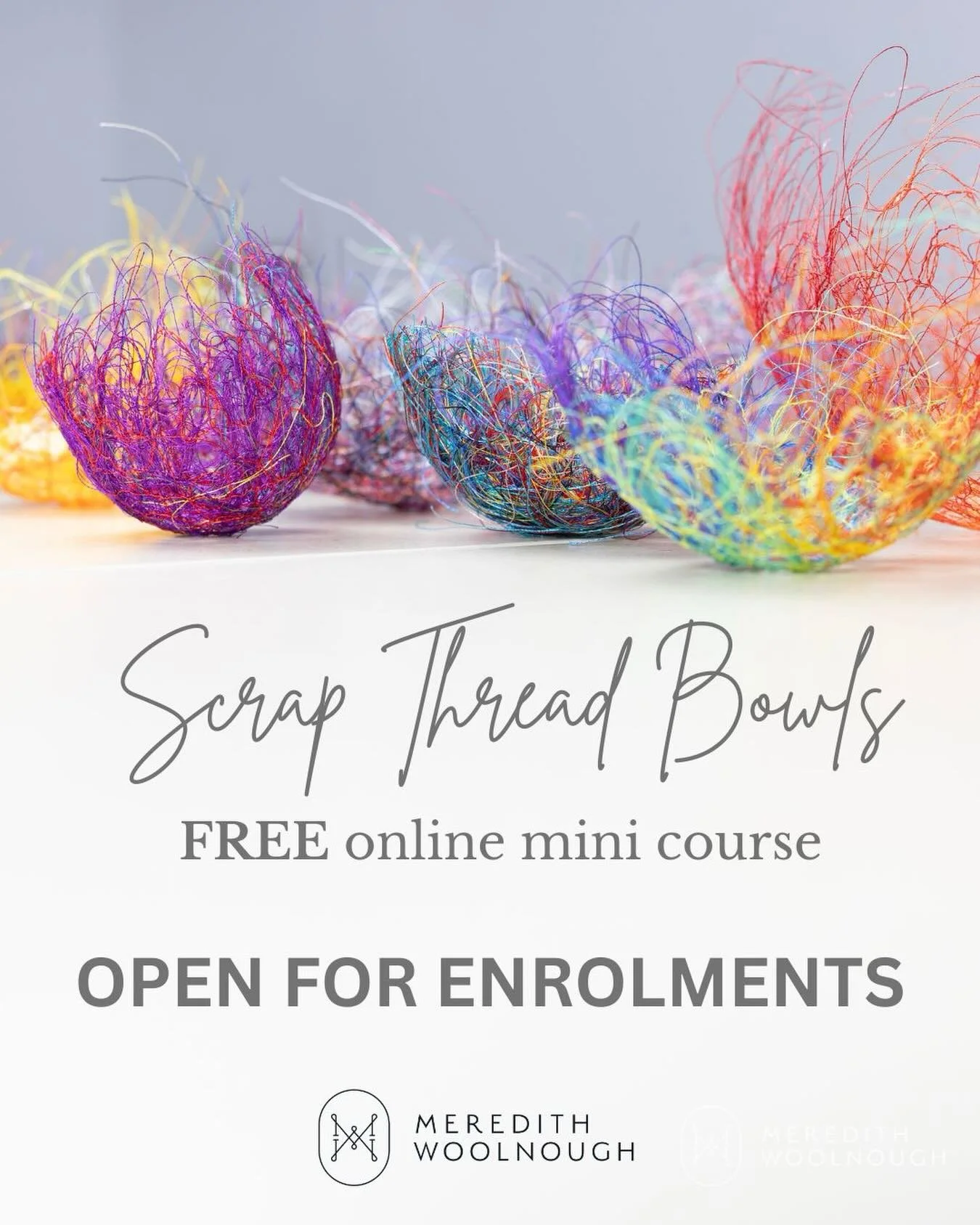 We start tomorrow! Are you joining us? 

In this free mini online course I teach a quick fun little project that unlocks a whole world of creative possibilities. If you have ever been interested in working with water soluble fabric or just keen to le