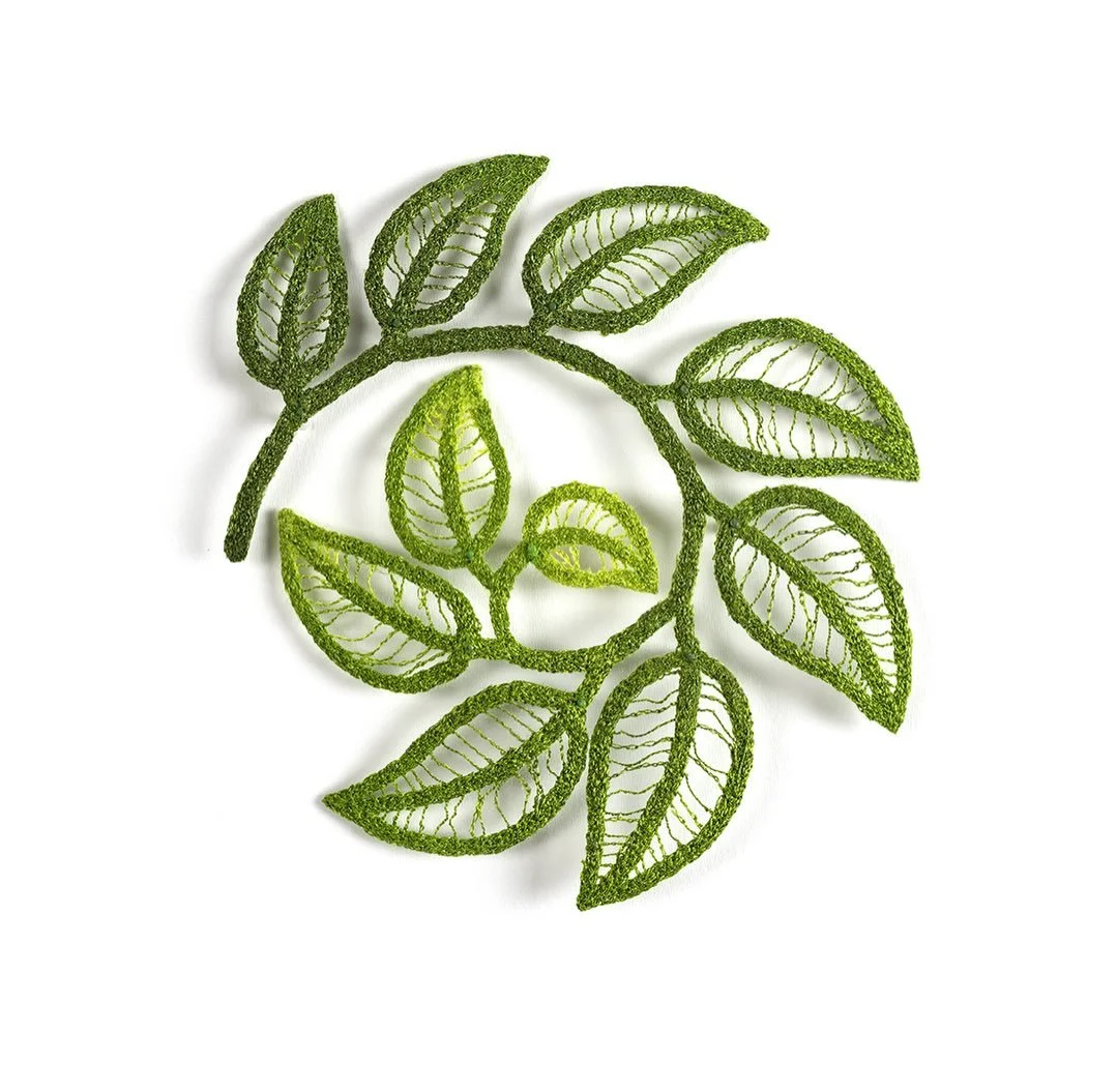 Curled Leaf Sprig (2025)
Such a fun cute little piece. 🍃

Coming soon (via online release). Make sure you are on my mailing list to be sent the details of the next collection release. 

#meredithwoolnough #sculpturalembroidery