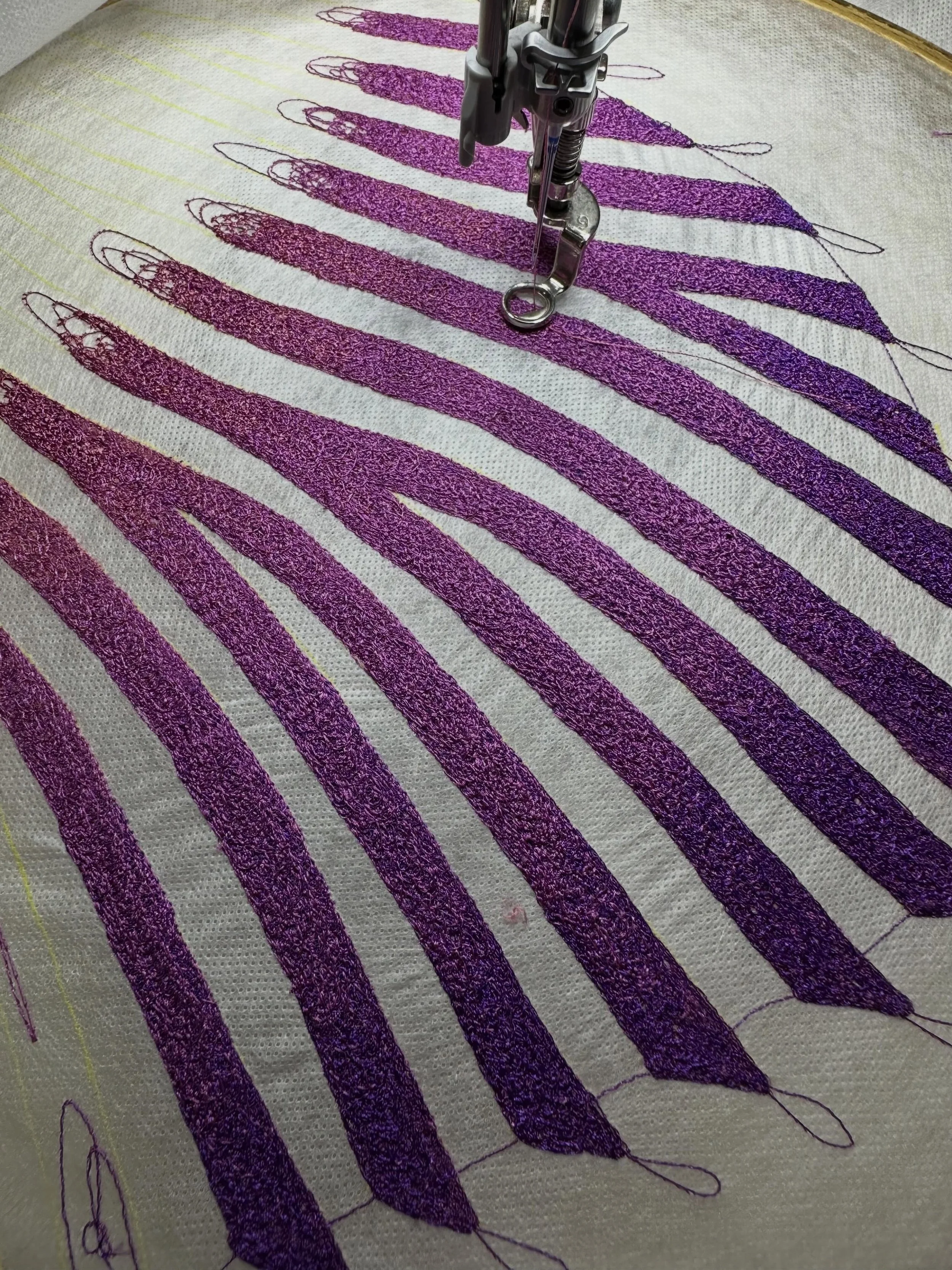 Loving how this colour fade starts 😍 deep purples through to dusty pinks. 💜💗 

This piece maps the pattern of ridges on an argonauts egg case, depicted in the vibrant colours that the animal itself can produce. Argonauts (which are pelagic octopus