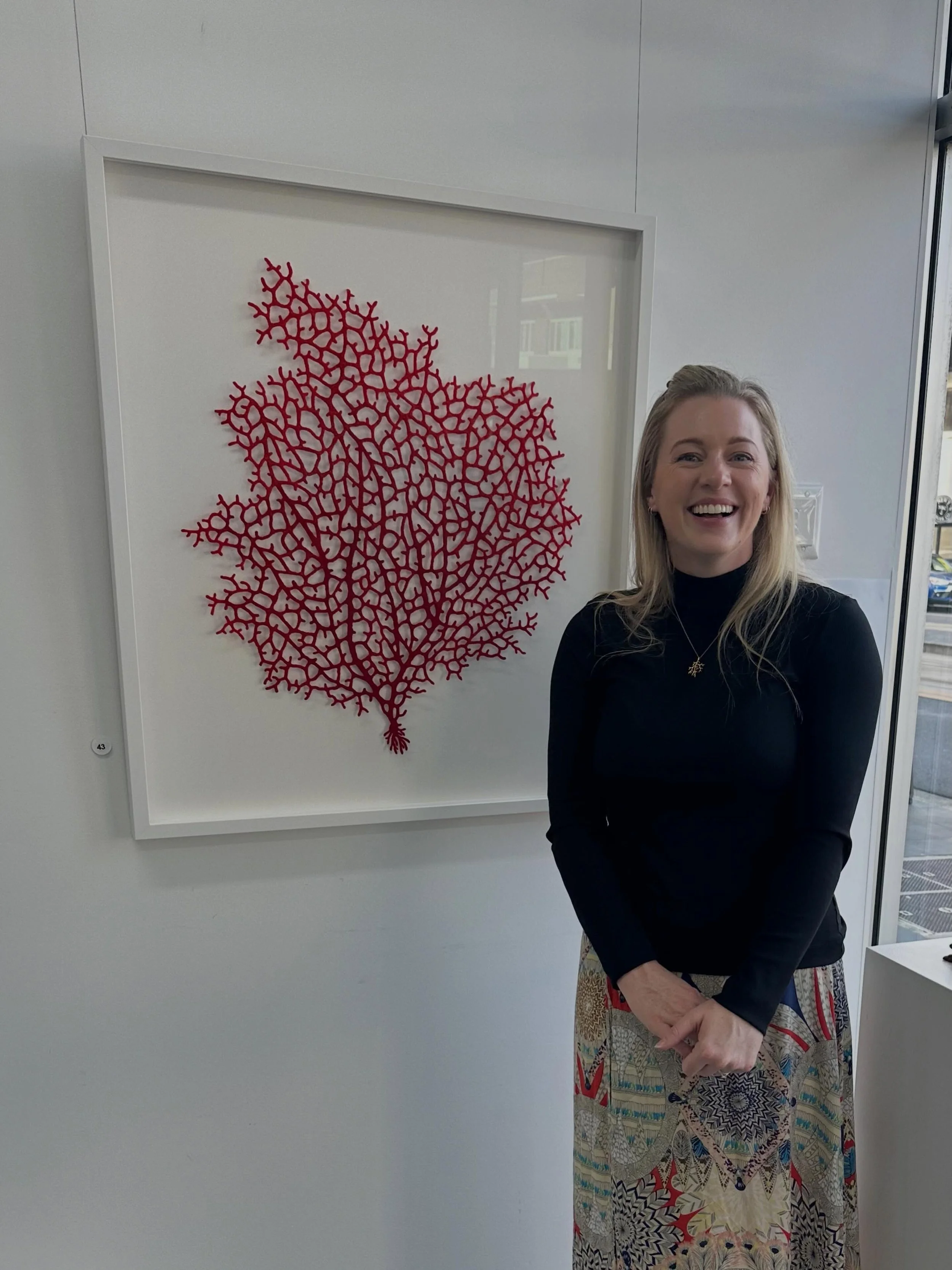 Obligatory photo of an artist standing next to their work in an exhibition 😂

But dispute this awkward photo The &lsquo;Natural History Illustration and Beyond&rsquo; exhibition that is currently showing across @cstudios.art.gallery and the UoN Univ