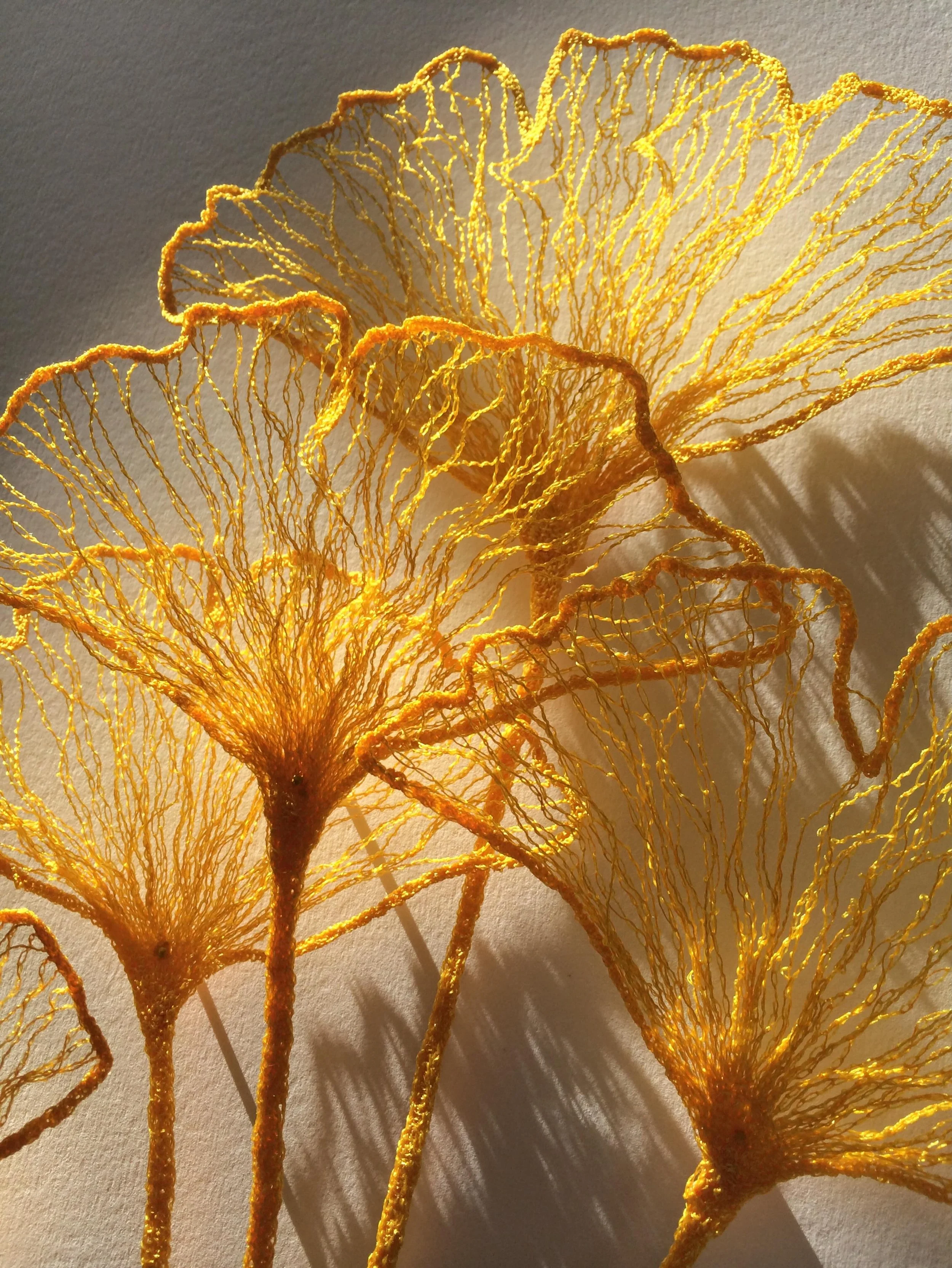 I&rsquo;m away for the long weekend. Enjoy some stitched Ginkgo leaves in my absence. 💛

Coincidentally my little ginkgo tree lost its last leaf just before we left. Happy winter all. 

#sculpuralembroidery #meredithwoolnough #ginkgo