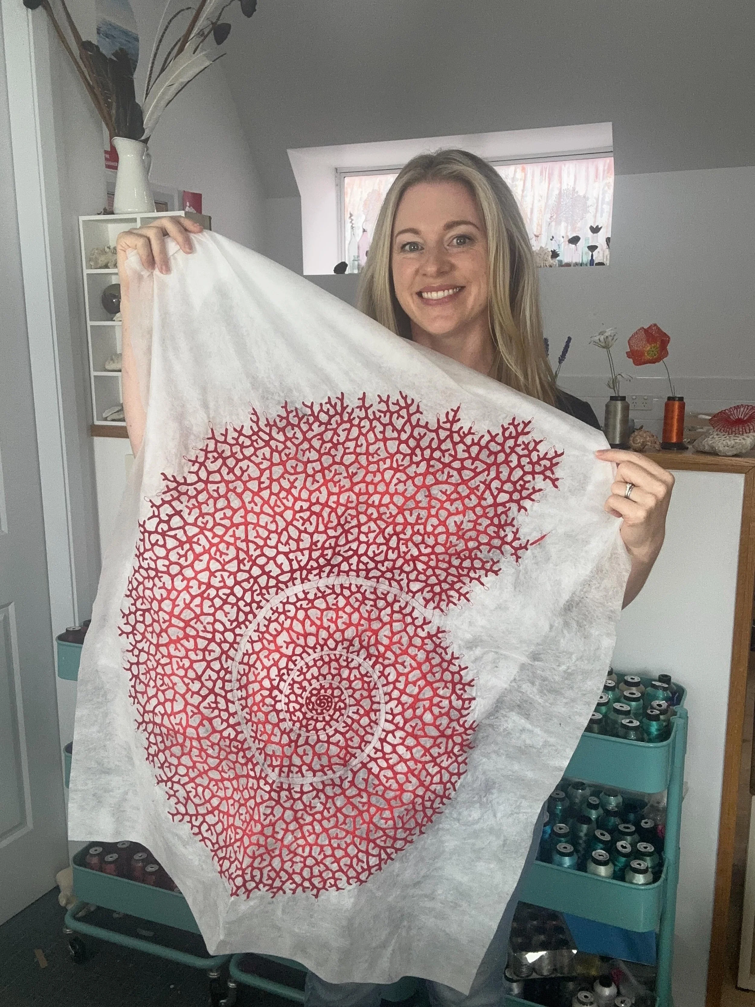 I finished stitching this big piece back in April and it has been patiently waiting to be mounted since then. Because she&rsquo;s a big one I needed to make a specialised board to mount her on - and I have been waiting on the paper. 

But, this week 