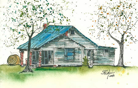 White House 2 - 5 x 7" - watercolor and ink painting