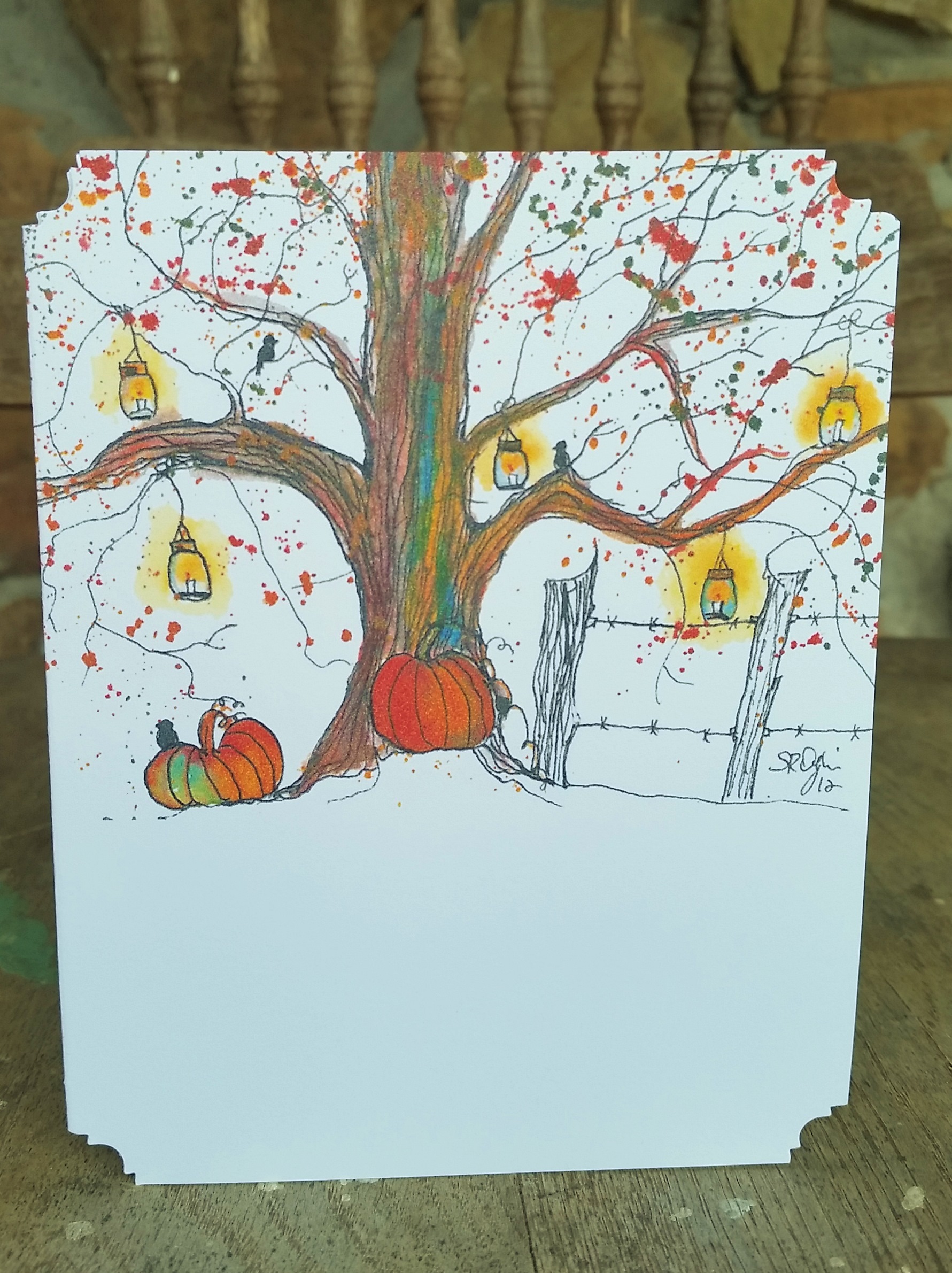 Jack O Lantern Tree, 4 x 6" blank inside