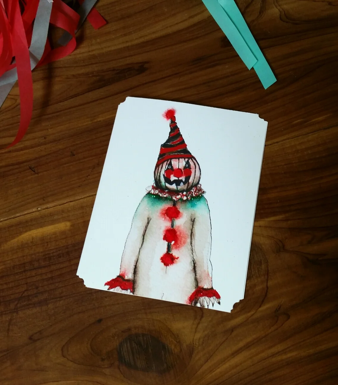 The edges of the card are cut to give it more of a decorative look.