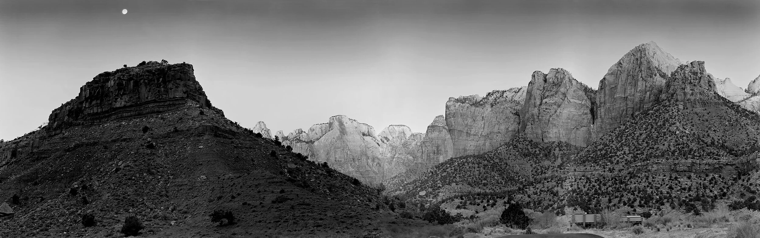 Moonset at Sunrise, Zion National Park