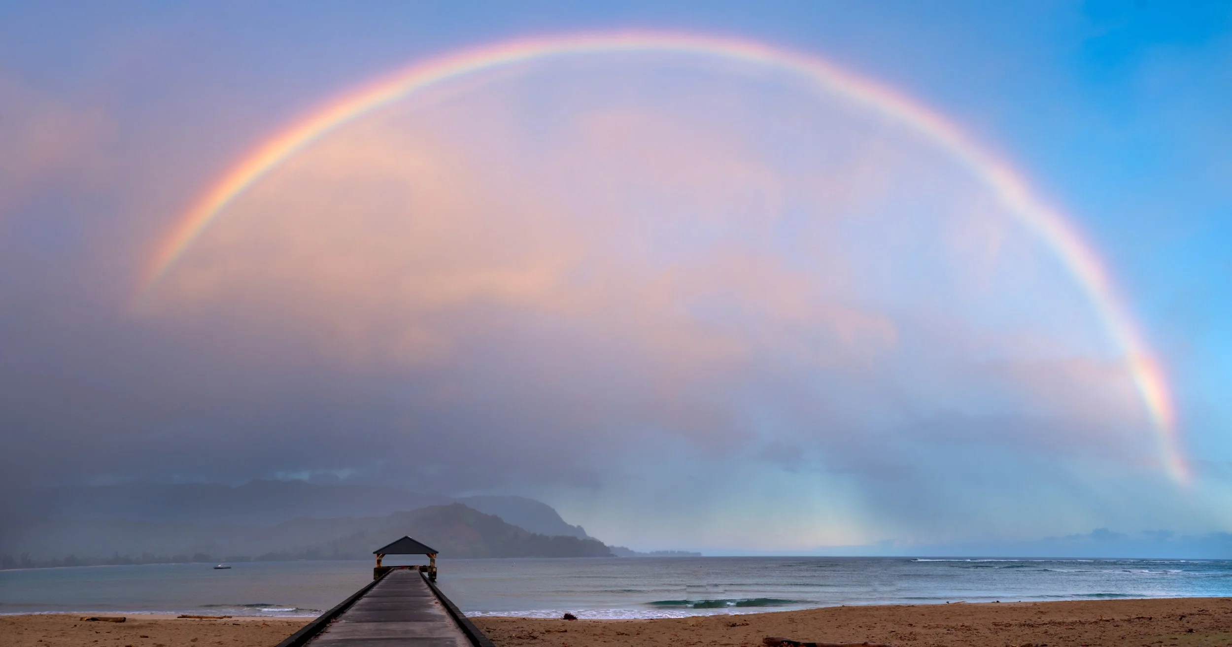 Rainbow over Hanalei Pier, Kauai