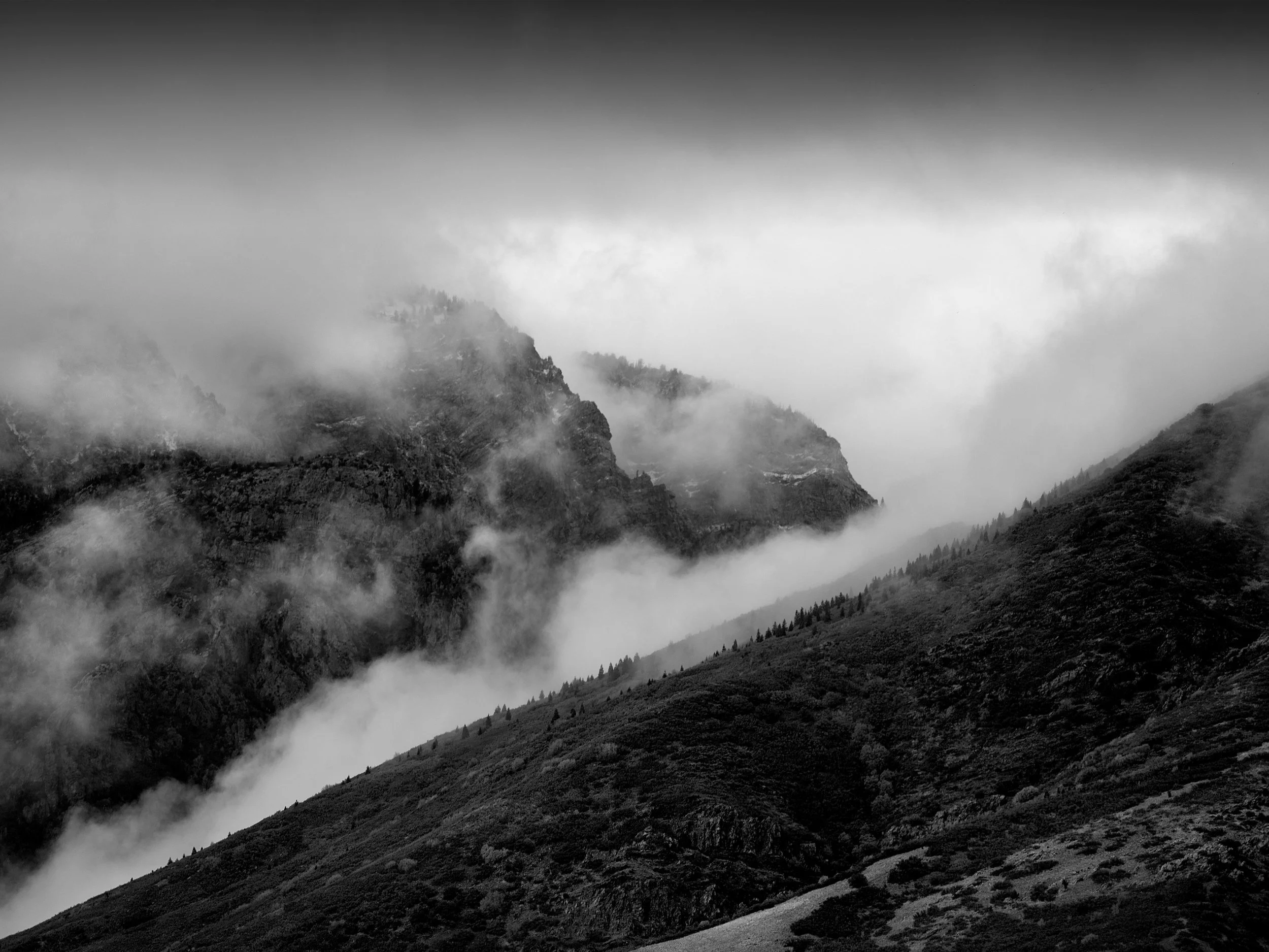 Wasatch in swirling clouds