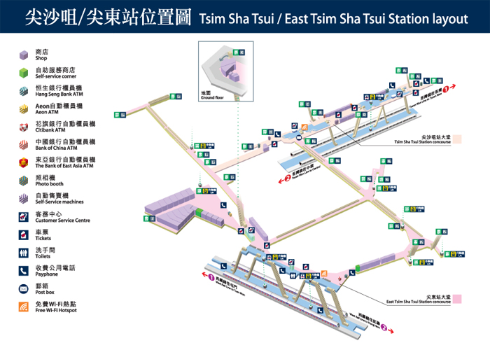 List of station layouts can be found here: http://www.mtr.com.hk/en/customer/services/system_map.html