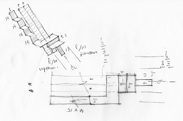 Sketch of Stair and Escalator in 53rd Street - Lexington Avenue Station