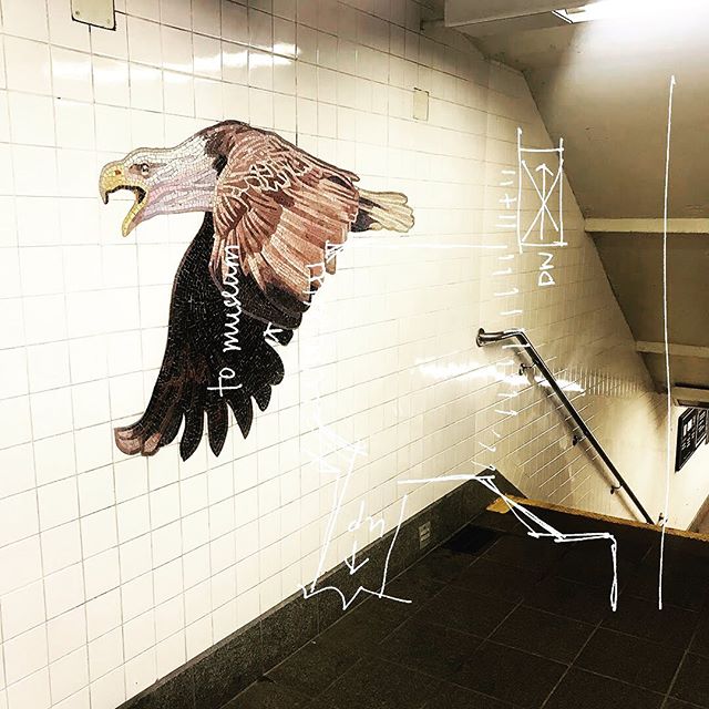 Bald Eagle! 81st Street Museum of Natural History / B / C.
.
.
.
#Nyc #Subway #NycSubway #81stStreet #MuseumOfNaturalHistory  #Station #trains #Manhattan #cartography #UpperWestSide #Eagle #Mosaic #Mural #Sketch #Architecture #Collage .
#projectsubwa