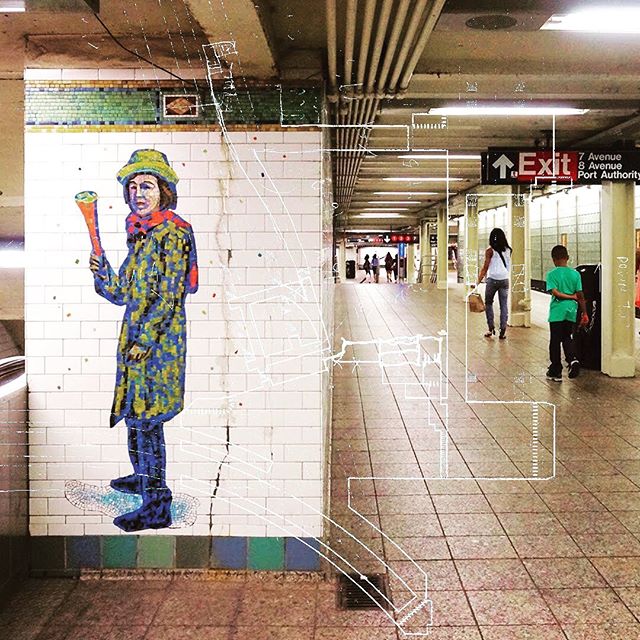 Creepy dude - 42nd Street Times Square A / C / E / N / Q / R / W / S / 1 / 2 / 3 / 7
.
.
.
#Nyc #City #nycsubwaystation #nycsubwaystation Subway #NycSubway #42ndStreet #TimesSquare #mosaic #Cartography #Station #Sketch #Manhattan #Architecture #Colla