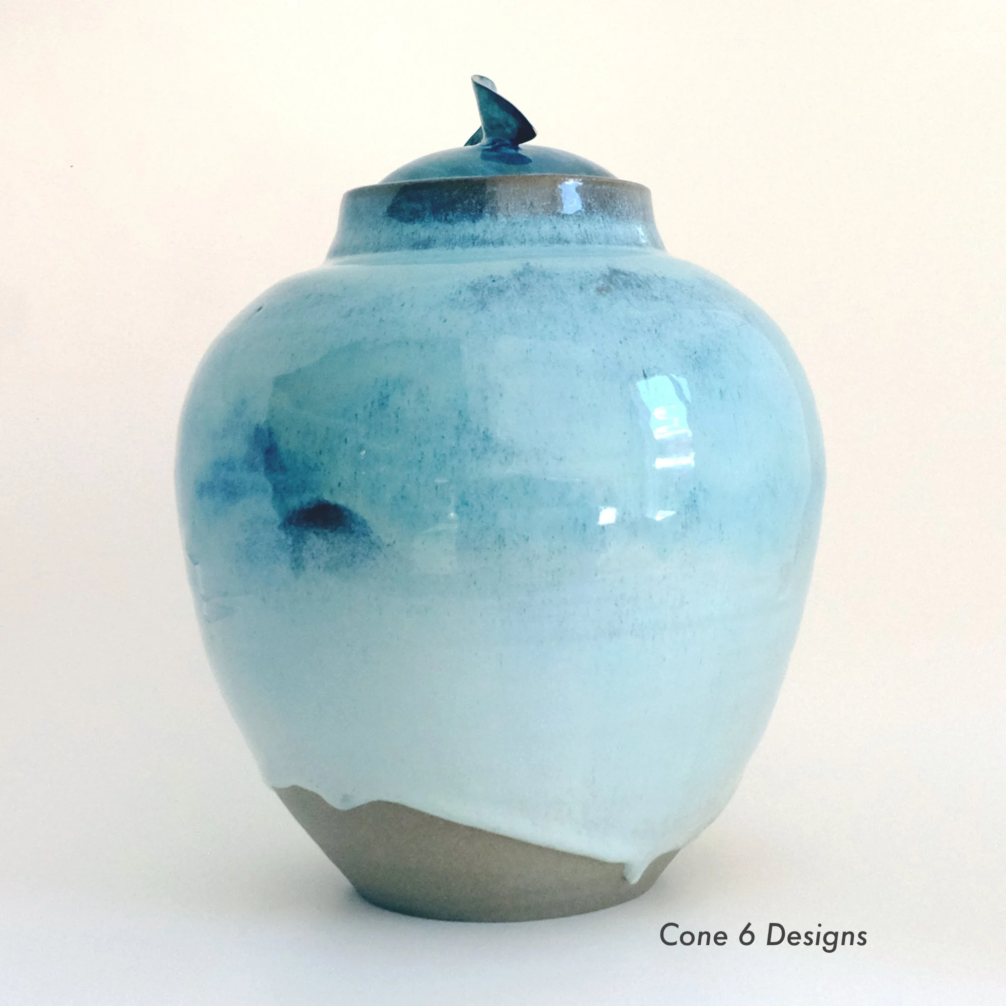 Blue Urn with Wavy Handle 
