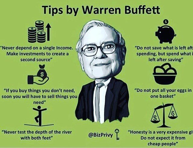 Financial and investing tips from Warren Buffet. Great advice from one of the best investors of all time. Double tap if you agree! 💯📈💸 #warrenbuffet