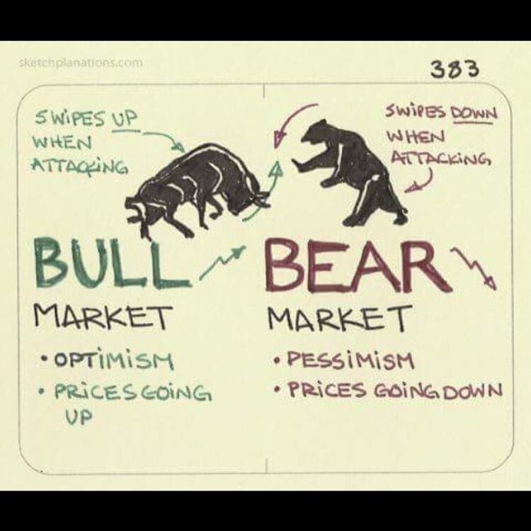 Amazing illustration of the difference between a bull and bear in the stock market! Which one are you? Comment 🐂 or 🐻! #bullorbear #wallstreet credit to @investorsthink