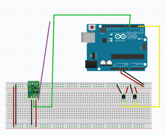 RF Transmitter With 2 One Wire Digital Temperature Sensor