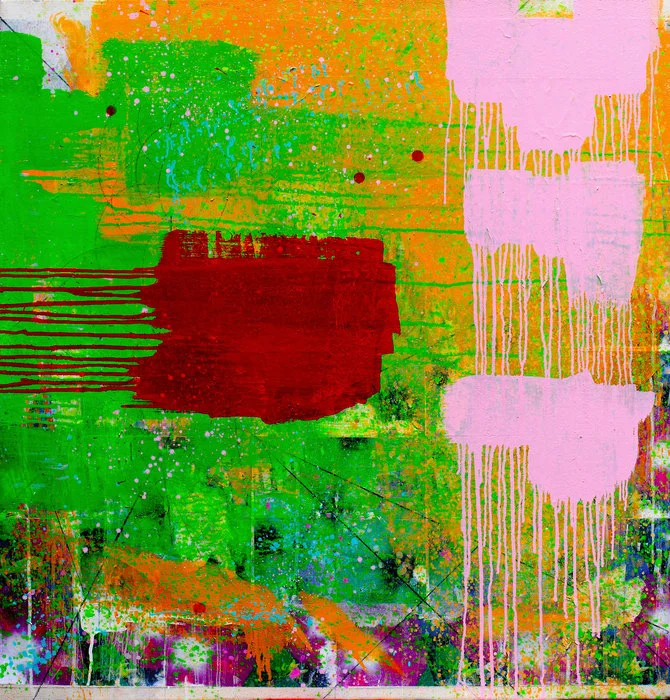 John Haubrich “In the Garden”Mixed Media & Oil on Canvas