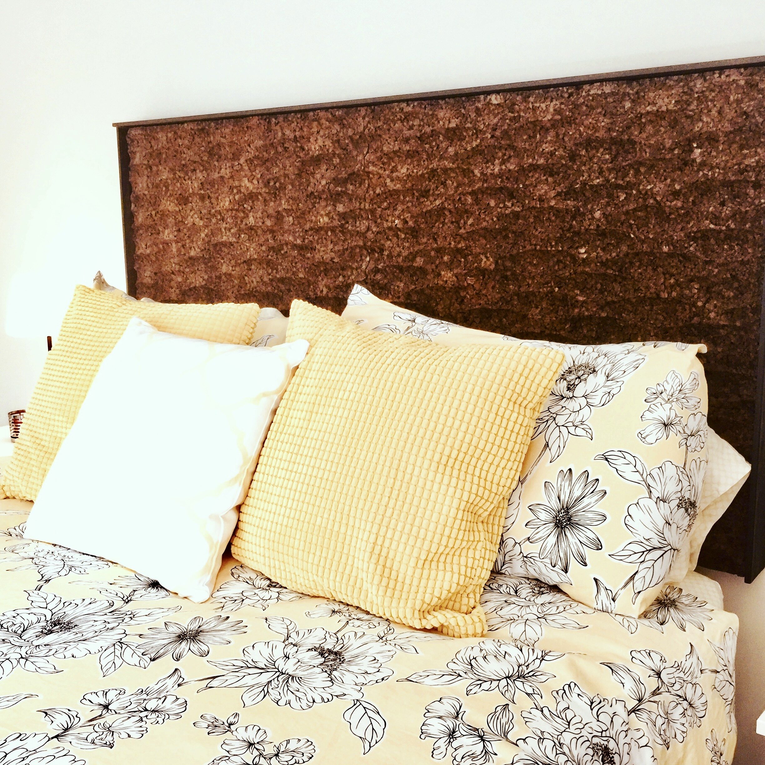 Headboard made from ThermaCork Wave Decorative Pattern