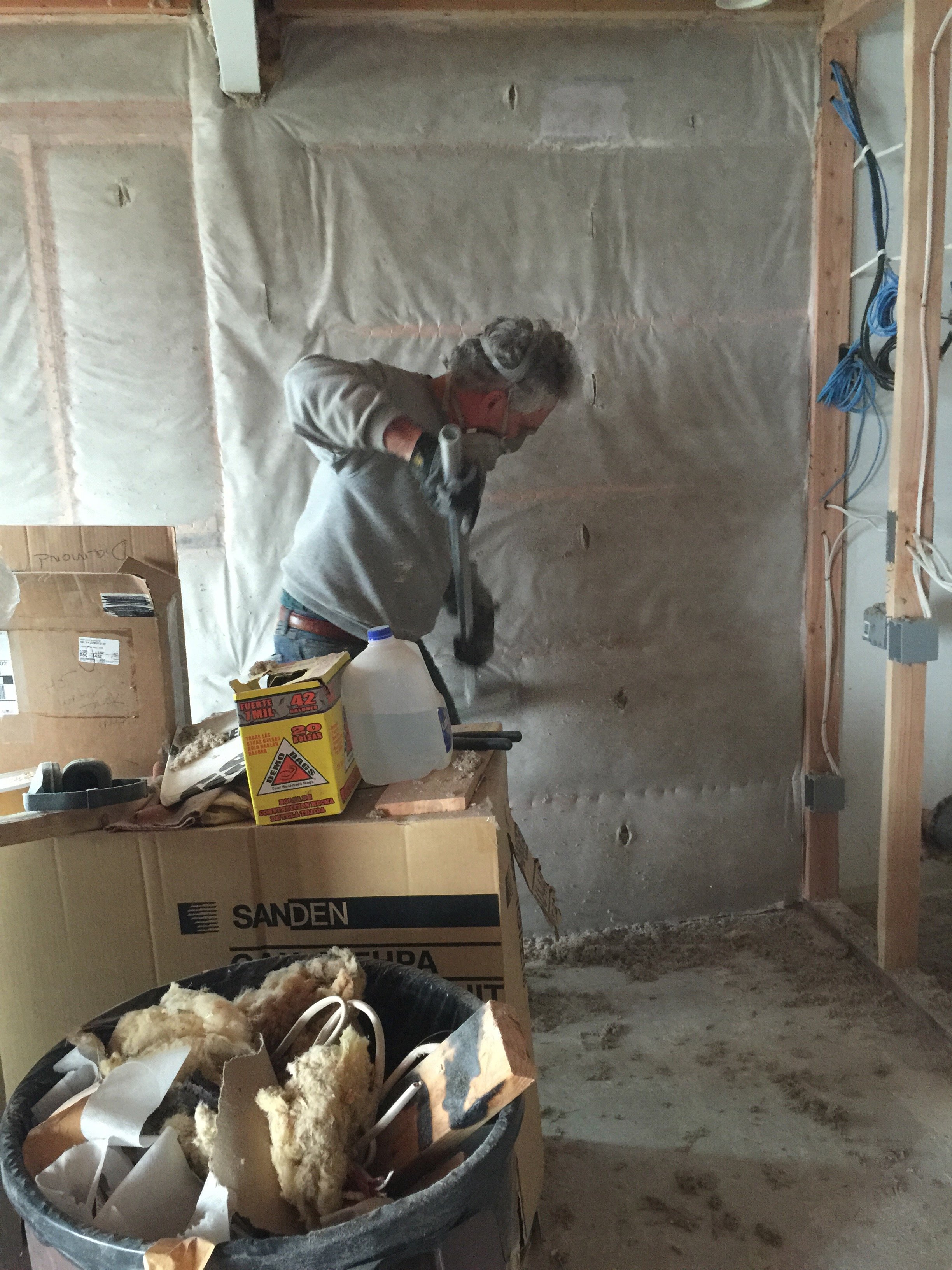 Interior walls were filled with cellulose