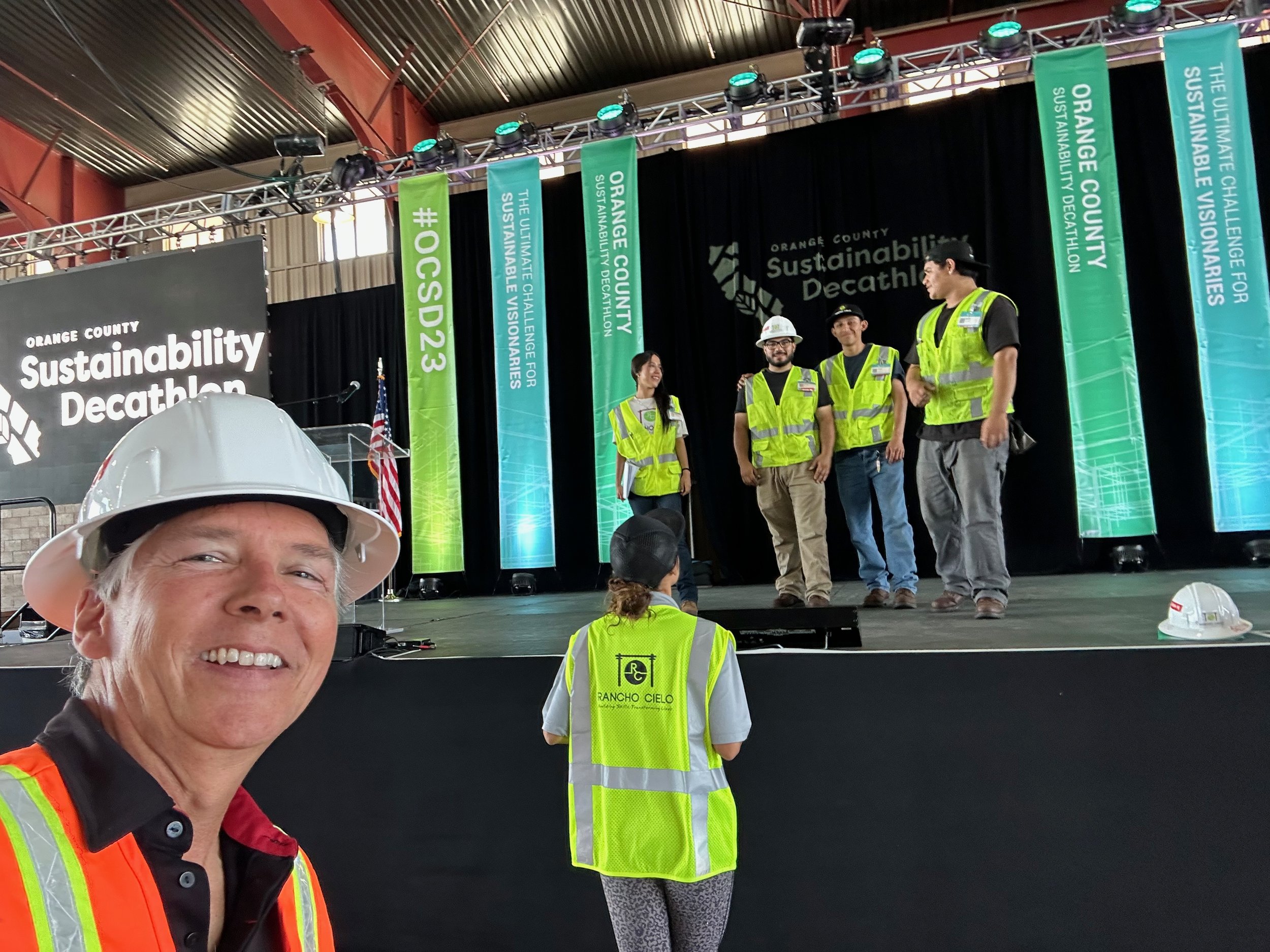 Bill Hayward with construction team opening day