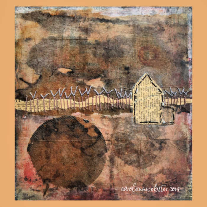 Mixed-media Tea Bag Art, Rust and Thread