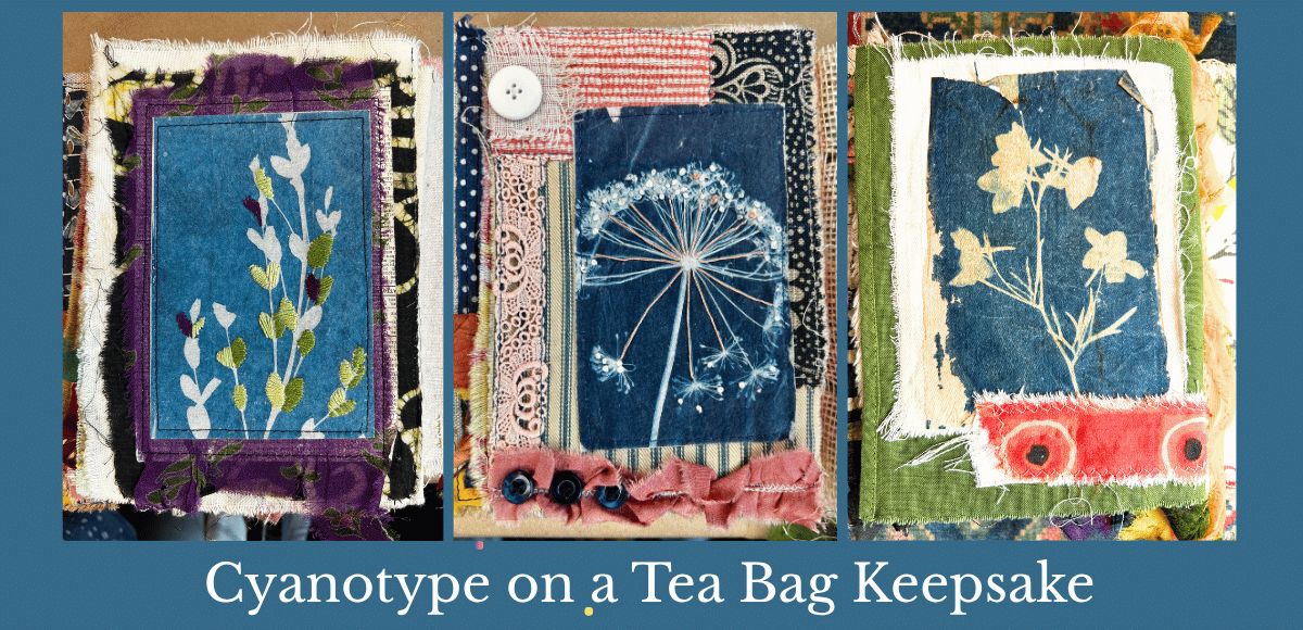 Cyanotype on a tea bag in-person workshop header