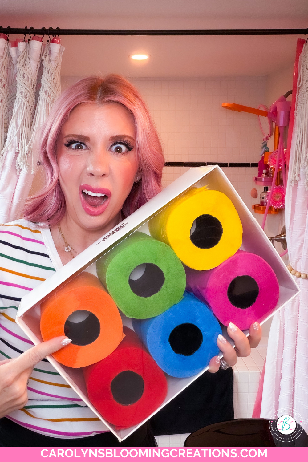 Carolyn Braden's DIY Colorful Toilet Paper Origami for Guest Bathroom Decor